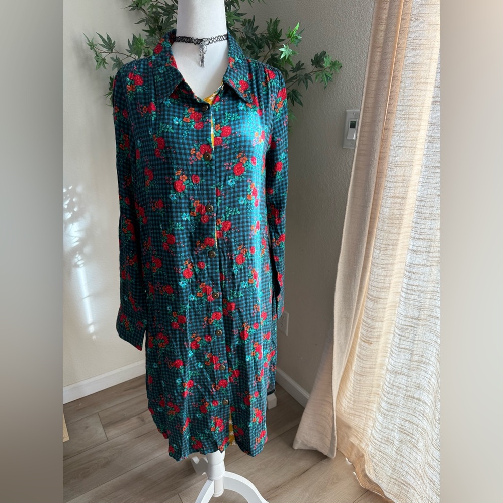 Matilda Jane Floral Plaid Button-Front Dress – NWT Size S